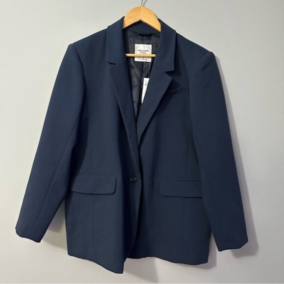 Abercrombie & Fitch Navy Blazer XL NWT Tailored Old Money Chic - Picture 3 of 14